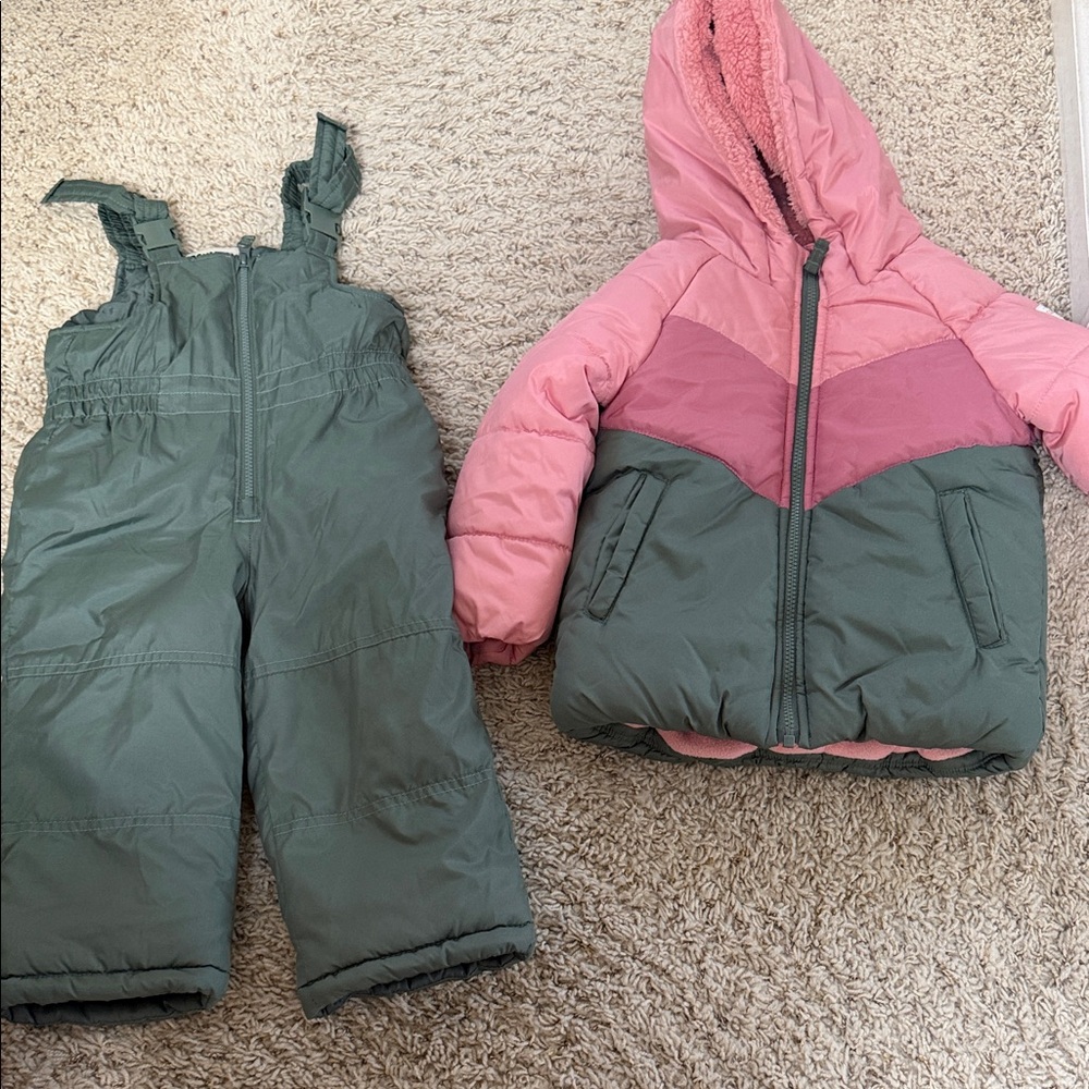 Pink and Green Snowsuit Set